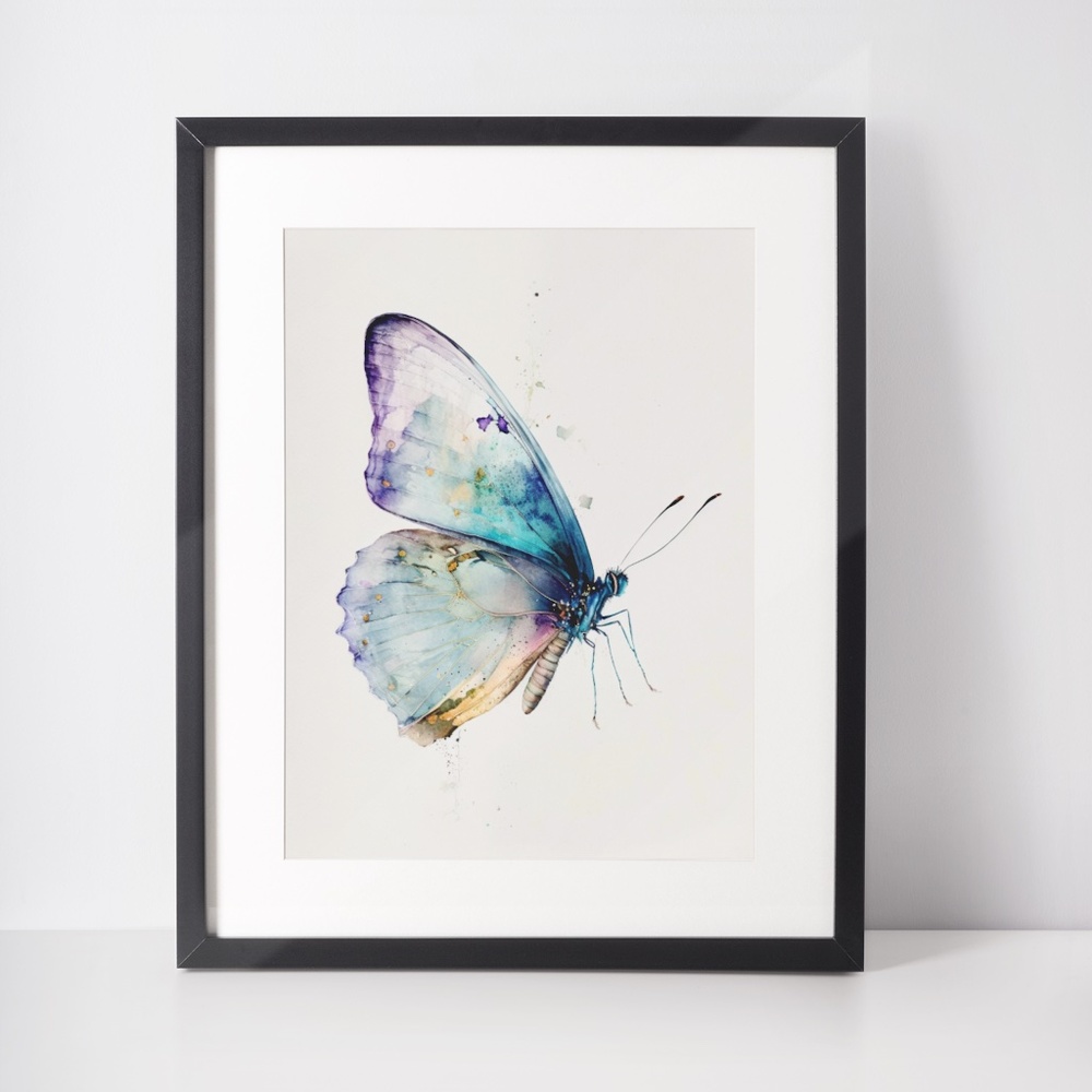 Watercolor Butterfly Wall Art Illustration Print Poster Unframed - Picture 2 of 6